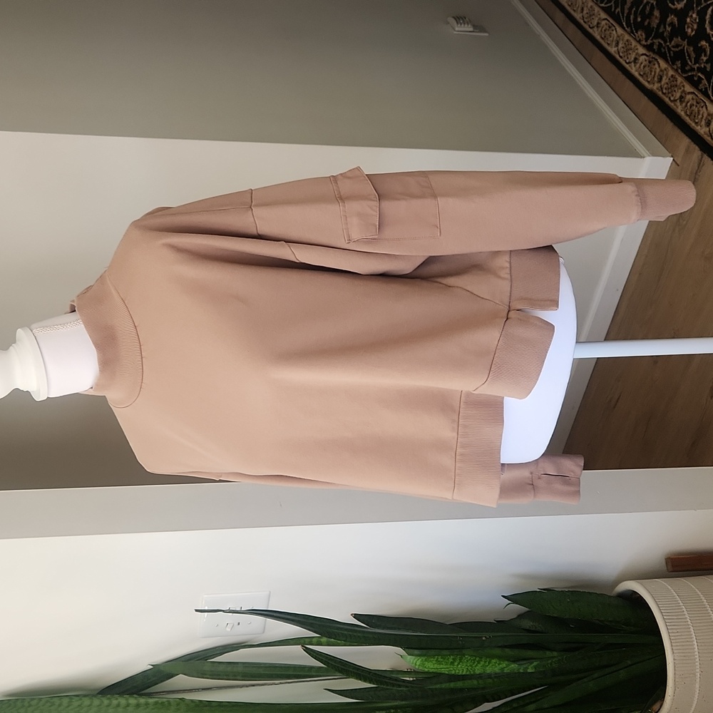 All In Motion French Terry Butter Wash Sweatshirt Mock Neck Taupe XXL - Picture 3 of 16
